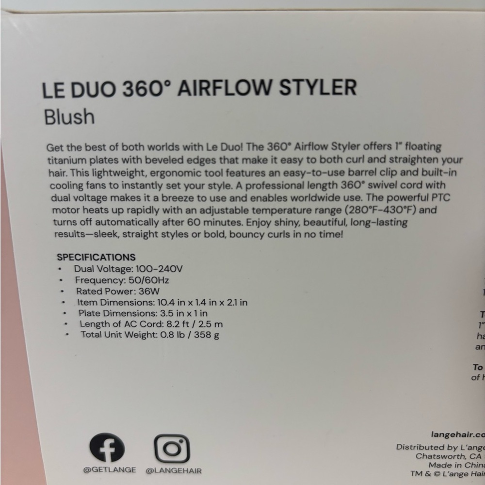Lange Le Duo 360 Airflow Styler Blush Used Only Once - Picture 5 of 6